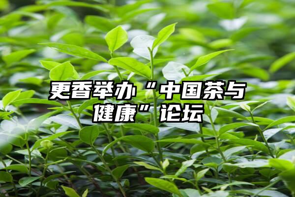 更香举办“中国茶与健康”论坛