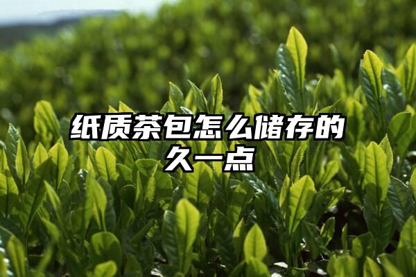 纸质茶包怎么储存的久一点